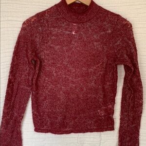 Anthropologie Burgundy Merino Wool Blend Knit Sweater